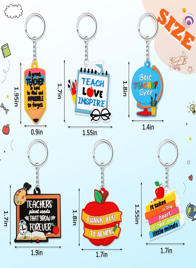 Zomiboo 6 Pcs Teacher Keychain Bulk Christmas Teacher Appreciation Gifts in Bulk Cute Keyring Supplies Thank You Gifts - Image 2