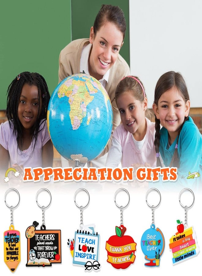 Zomiboo 6 Pcs Teacher Keychain Bulk Christmas Teacher Appreciation Gifts in Bulk Cute Keyring Supplies Thank You Gifts - Image 5