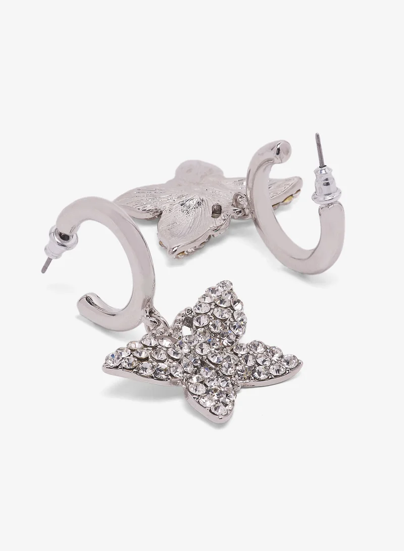 ايلا ليمتد اديشن Diamonte Rhinestone Embellished Butterfly Shaped Earrings