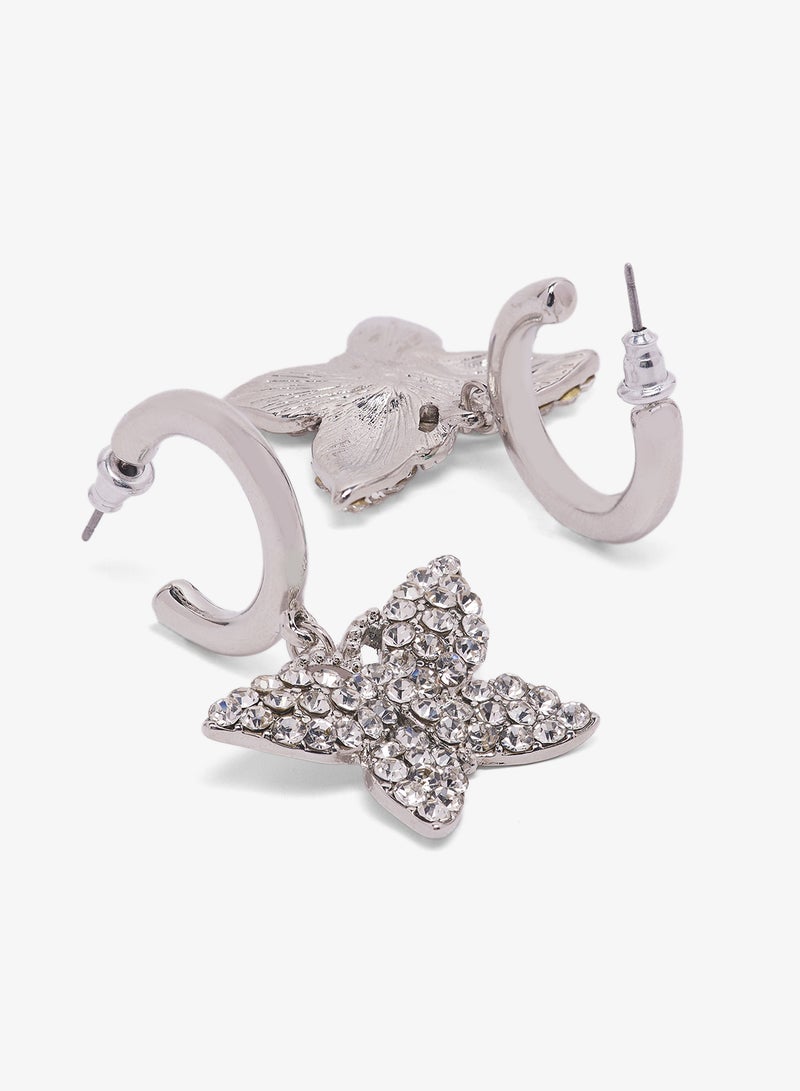 Ella Limited Edition Diamonte Rhinestone Embellished Butterfly Shaped Earrings - Image 2