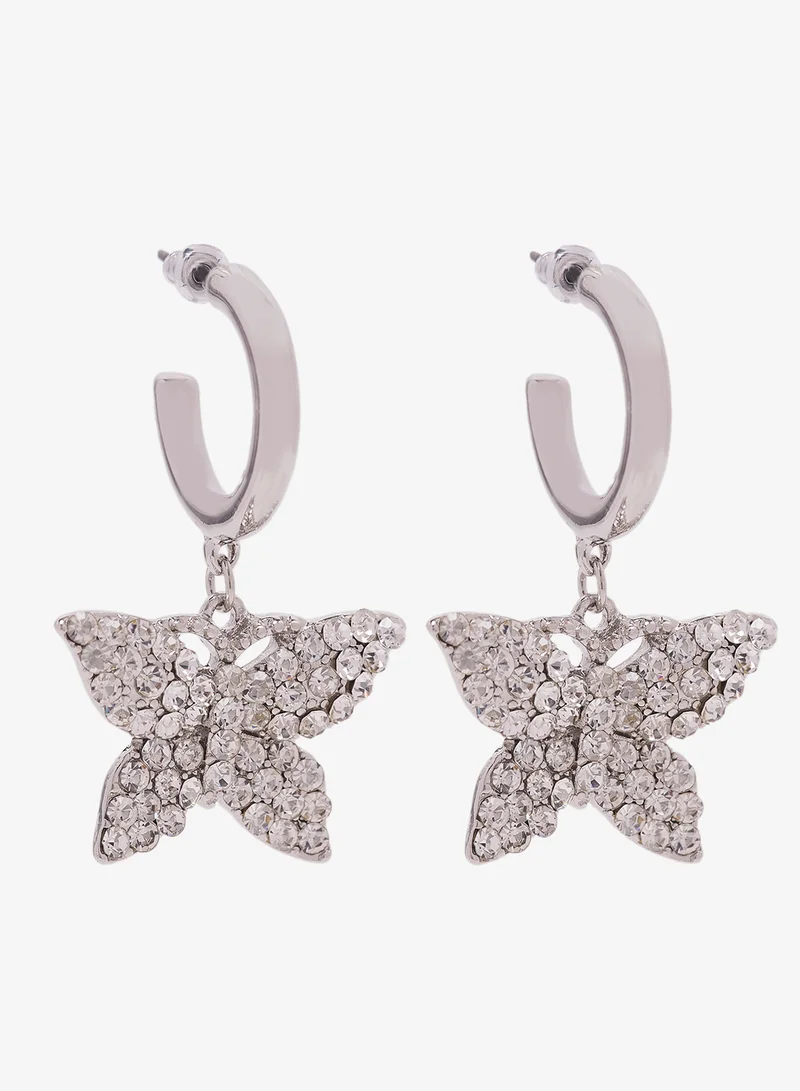 ايلا ليمتد اديشن Diamonte Rhinestone Embellished Butterfly Shaped Earrings
