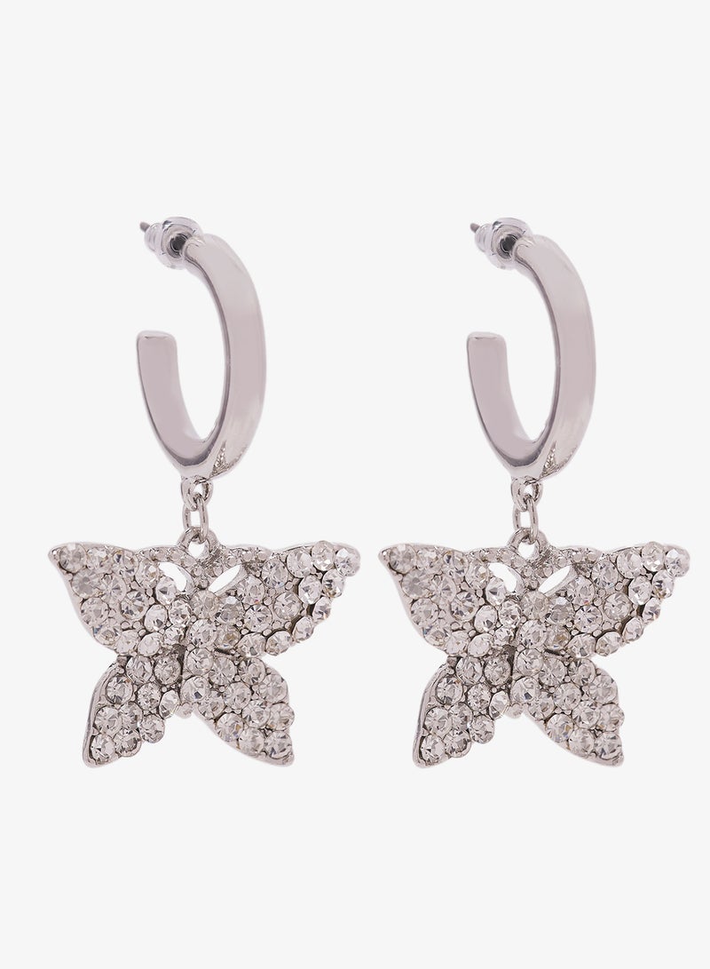 Ella Limited Edition Diamonte Rhinestone Embellished Butterfly Shaped Earrings - Image 1