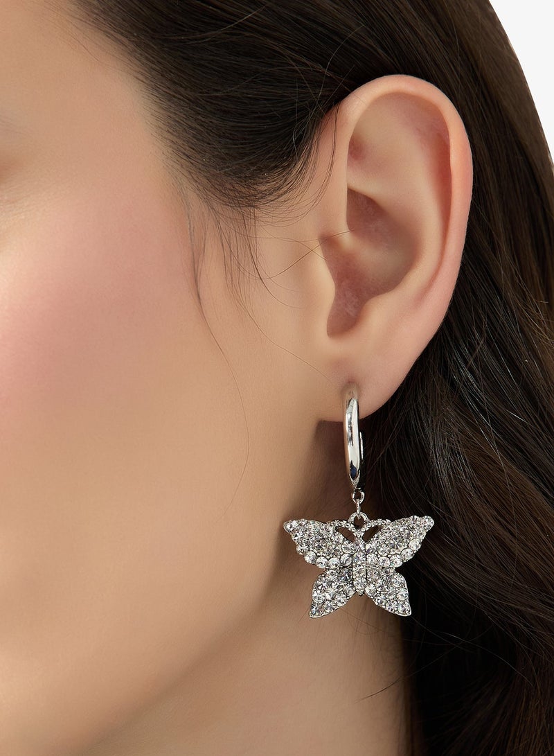 Ella Limited Edition Diamonte Rhinestone Embellished Butterfly Shaped Earrings - Image 4