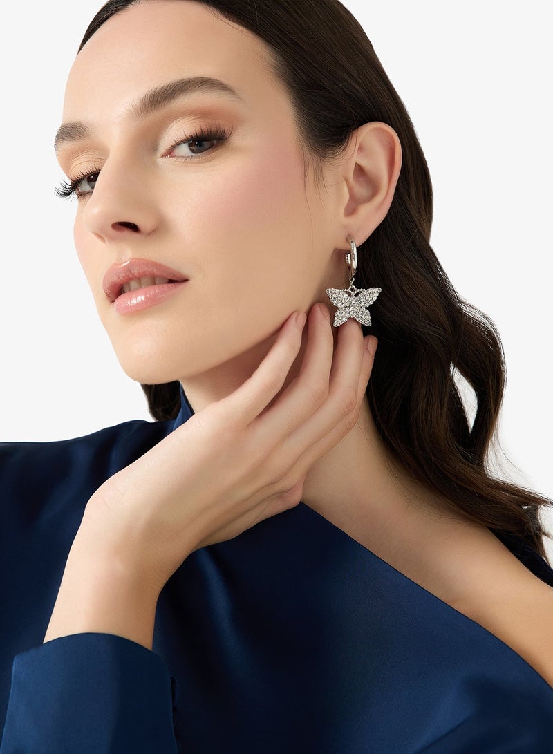 Ella Limited Edition Diamonte Rhinestone Embellished Butterfly Shaped Earrings - Image 1