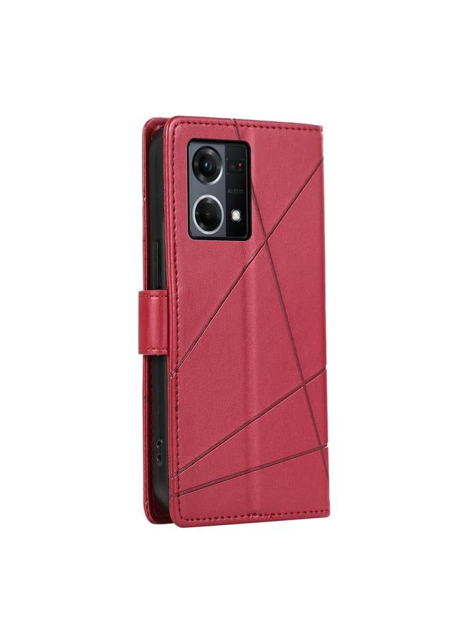 اس-توب جراب هاتف OPPO Reno8 مصنوع من جلد البولي يوريثان الأصلي ومزخرف بخطوط منقوش - Image 3