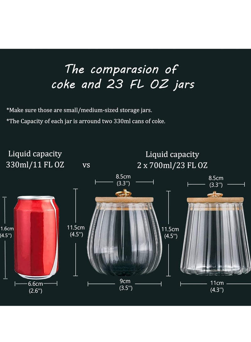2 Pcs 700ml/23oz Glass Storage Jar Coffee Nut Jar with Bamboo Lid Decorative Storage Containers for Sugar, Nuts - Image 3