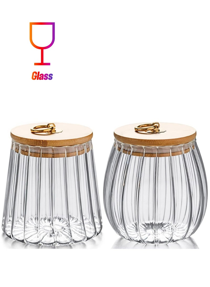 2 Pcs 700ml/23oz Glass Storage Jar Coffee Nut Jar with Bamboo Lid Decorative Storage Containers for Sugar, Nuts - Image 1
