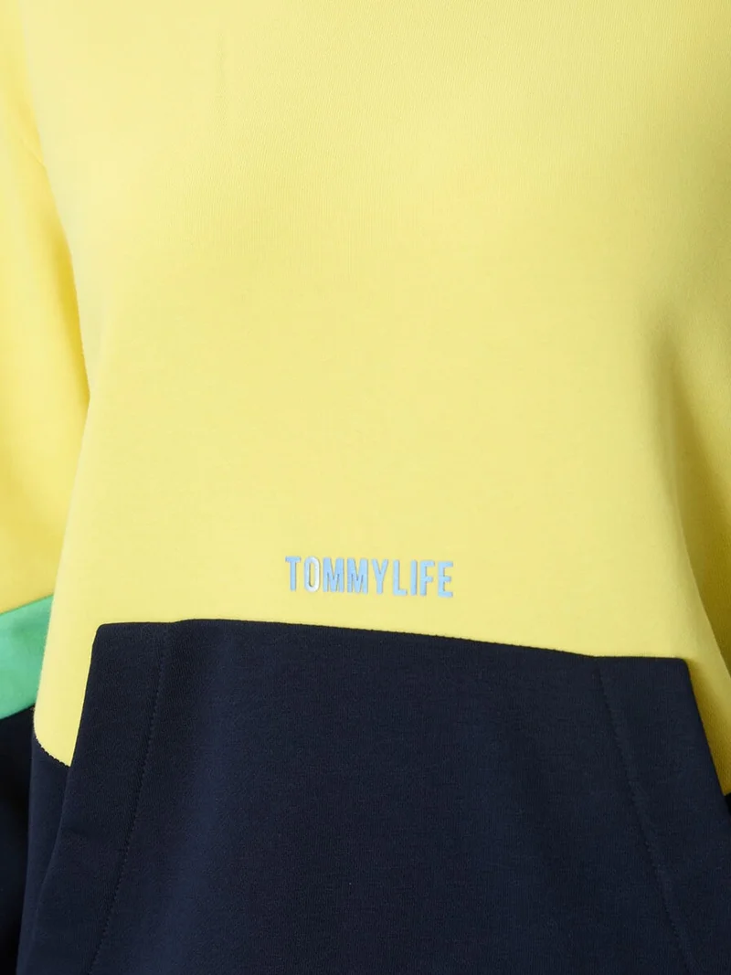 TOMMYLIFE TOMMY Oversized Color-Blocked Crew Neck Sweatshirt