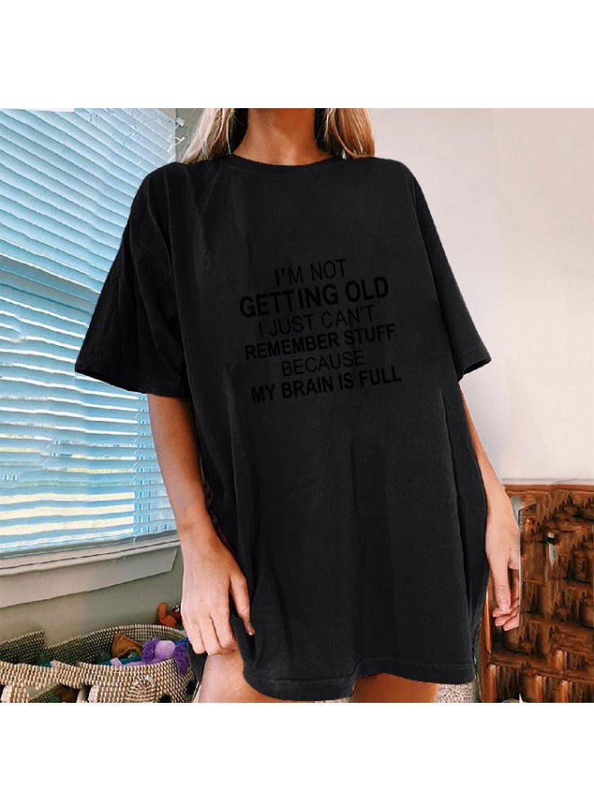 Spring And Summer New Print Round Neck Casual Short Sleeve Loose Fit Large Size - Image 1