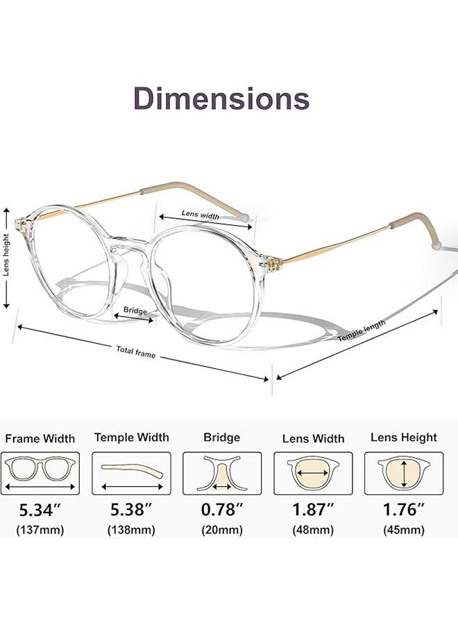 Happy D Blue Light Glasses for Women Men Round Lightweight Eyeglasses Oval Eyewear Glasses Anti Blue Light Blocking Eye Glasses for Reading Gaming Computer Anti Radiation UV Ladies Eyeglass Clear - Image 2