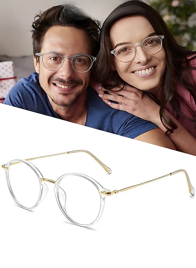 Happy D Blue Light Glasses for Women Men Round Lightweight Eyeglasses Oval Eyewear Glasses Anti Blue Light Blocking Eye Glasses for Reading Gaming Computer Anti Radiation UV Ladies Eyeglass Clear - Image 1