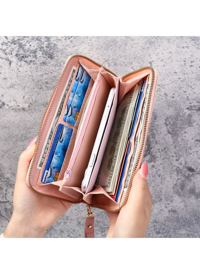 دبليو أيه أو كي أن جديد السيدات محفظة سستة طويلة ، السيدات الهاتف المحمول حقيبة ، فتاة متعددة الوظائف الخياطة الملونة المحمولة بطاقة كليب ، محفظة طويلة الهاتف المحمول بطاقة كليب جيب كبير  - Image 3