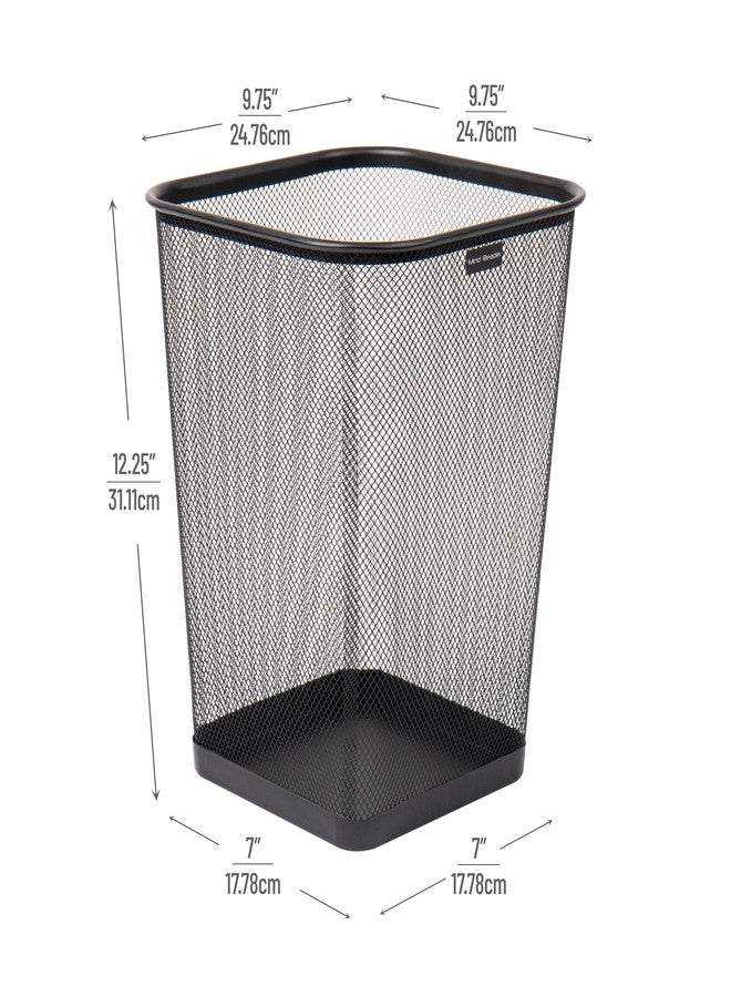 Mind Reader Mesh Trash Can, Waste Paper Basket, Square, Office, Metal Mesh, 9.75" L x 9.75" W x 12.25" H, Set of 4, Black - Image 3