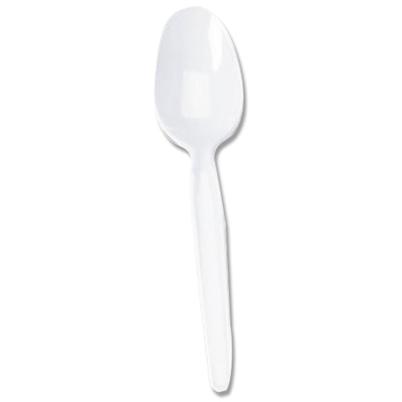 Dixie TH207 Plastic Cutlery Heavyweight Teaspoons  White (Pack of 100) - Image 1