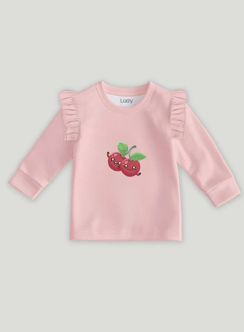 Luay  Luay® 100% Cotton Printed Combo Co-ord Set | Ultra-Soft Stylish & Classy Oufits | Full-Sleeve T-Shirt & Comfy Pants - Soft Yellow & Pink.  | Best Price UAE