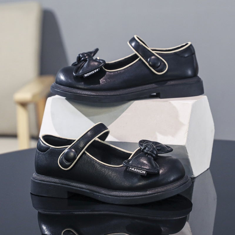 Girls' Small Leather Shoes Women'S 2023 New Autumn Medium And Large Children'S British Style Retro Princess Round Toe Mary Jane Single-Layer Shoes Fashion - Image 1