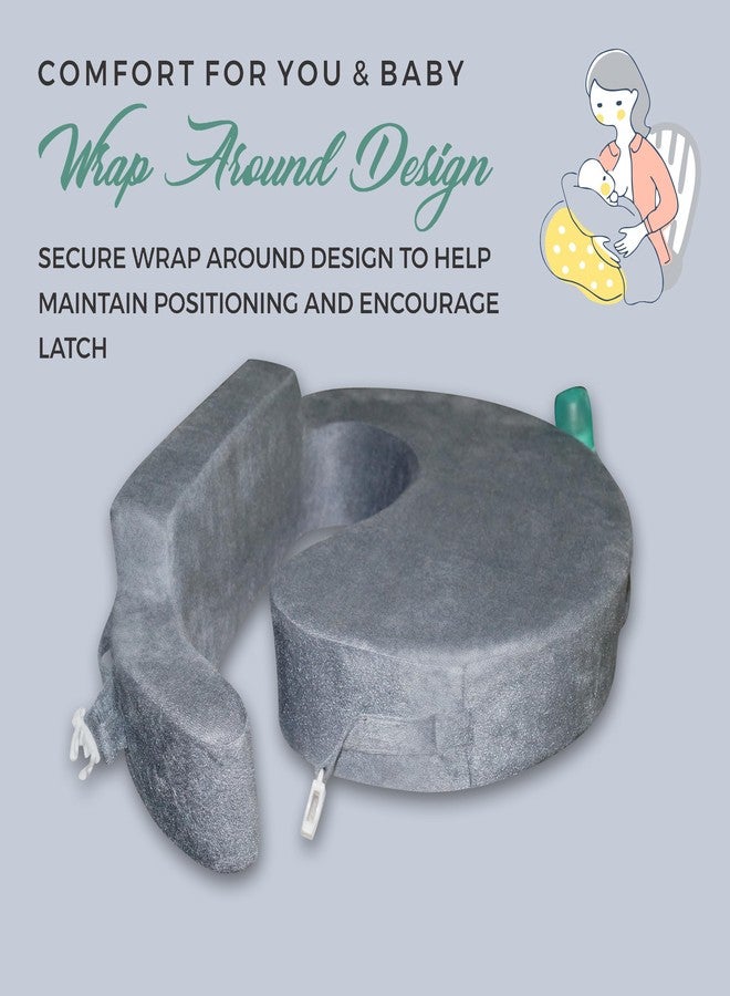 Gordon Nursing Pillow for Breastfeeding, Nursing and Posture Support with Pocket and Removable Slipcover Made in Eco Friendly Soft Fabric (Charcoal) - Image 3