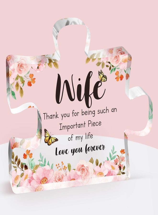 Buioata Birthday Gifts for Wife - Engraved Acrylic Block Puzzle Plaque Decorations 3.9 x 3.3 inch - Delicate Wife Gifts from Husband - Anniversary Birthday Valentines Day Gifts for Wife, Ideas - Image 1