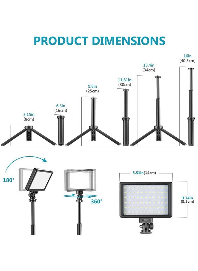 LED Video Light 2-Pack, 5600K Dimmable USB Photo Lights with Mini Tripod and Colored Filters for Photo Studios, Small Angle Shooting, Video Recording, Game Streaming  - Image 2