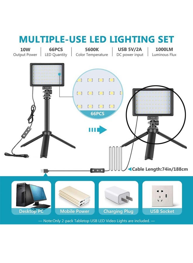 LED Video Light 2-Pack, 5600K Dimmable USB Photo Lights with Mini Tripod and Colored Filters for Photo Studios, Small Angle Shooting, Video Recording, Game Streaming  - Image 4