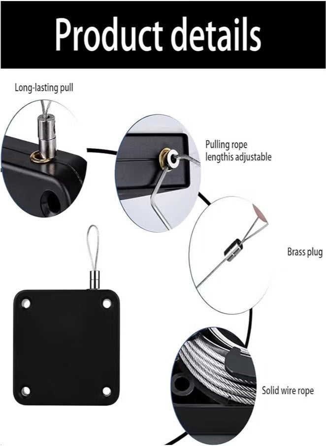 Punch-Free Automatic Sensor Door Closer, 2 Pack Residential Sliding Screen Door Closer, 1200g Tensile StrengthMultifunctional Auto Door Closer Self Closing Door with Steel Drawstring for Home Office - Image 4