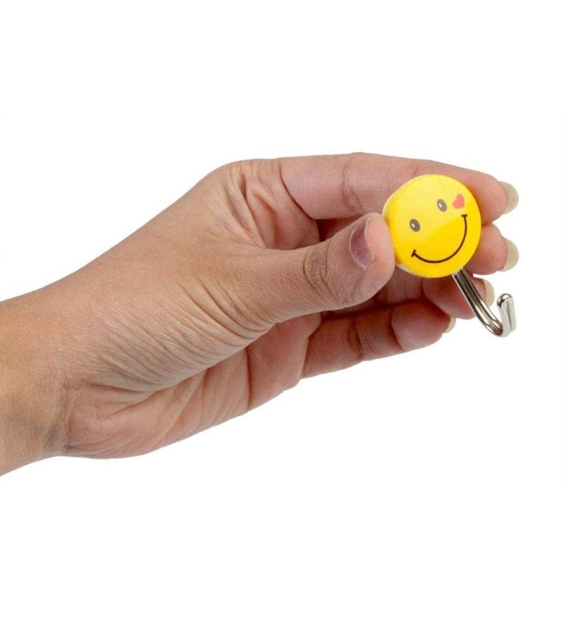 CELLEBII® Self Adhesive Smiley Wall Steel Hooks Strong Wall Sticker Holder Door Hanger Hook (Pack of 6) - Image 3