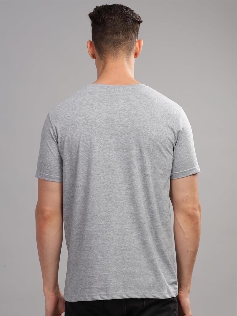 adro تي شيرت ADRO للرجال بطباعة جرافيك راثلس - تي رمادي من قطن فاخر - Image 4