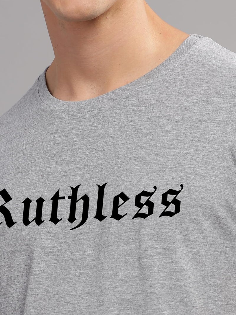 adro تي شيرت ADRO للرجال بطباعة جرافيك راثلس - تي رمادي من قطن فاخر - Image 2