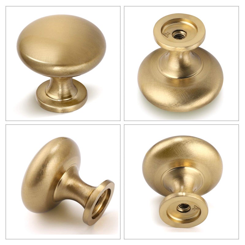 Nizado 12 Pack Warm Gold Drawer Knob Solid Kitchen Cabinet Hardware Champagne Bronze Cabinet Knob Antique Brass Dresser Knob Euro Style Furniture Hardware Diameter:1-1/5 "" - Image 3