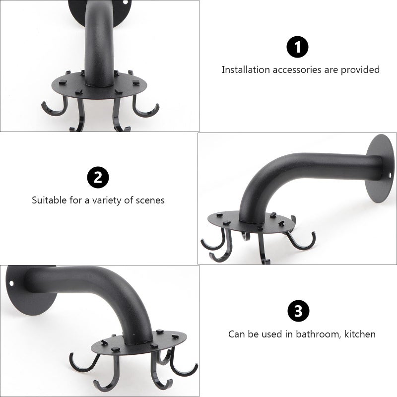 Stainless Steel Wall Hooks No Punching Rotating Towel Rack Kitchen Bathroom Storage - Image 4
