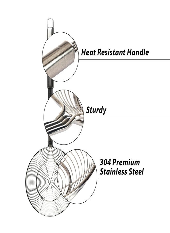 مغرفة مصفاة معكرونة من الفولاذ المقاوم للصدأ عالي الجودة من مايكرستيب، أدوات مطبخ، مصفاة سلكية، ملعقة مصفاة معكرونة، 5.5 بوصة - Image 4