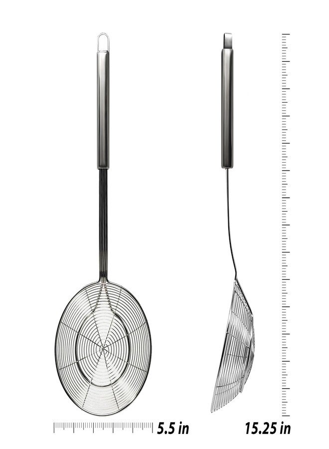 مغرفة مصفاة معكرونة من الفولاذ المقاوم للصدأ عالي الجودة من مايكرستيب، أدوات مطبخ، مصفاة سلكية، ملعقة مصفاة معكرونة، 5.5 بوصة - Image 3