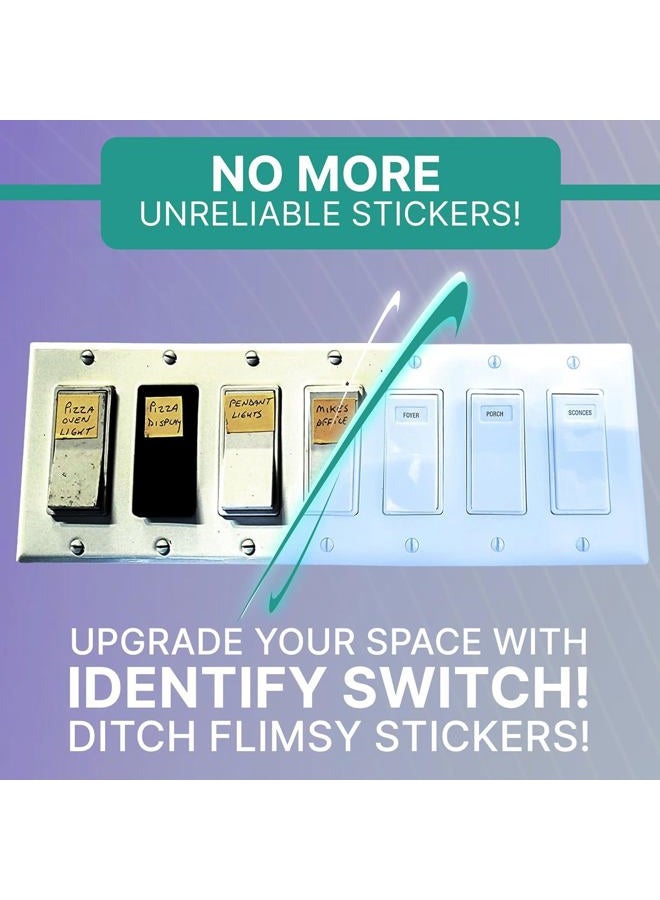 ISC Identify Switch Cover – Thin Plastic Wall Plate Overlays with Labels for Light Switches, 5 Pack, White - Image 4