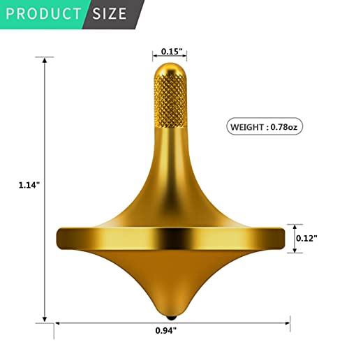 CHEETOP Stainless Steel Spinning Top Premium Exquisite Perfect Balance Well Made Metal Desk EDC Little Fidget Toy Spin Long Time Over 6 Minutes Great Value Gold Small Diameter 24mm - Image 5
