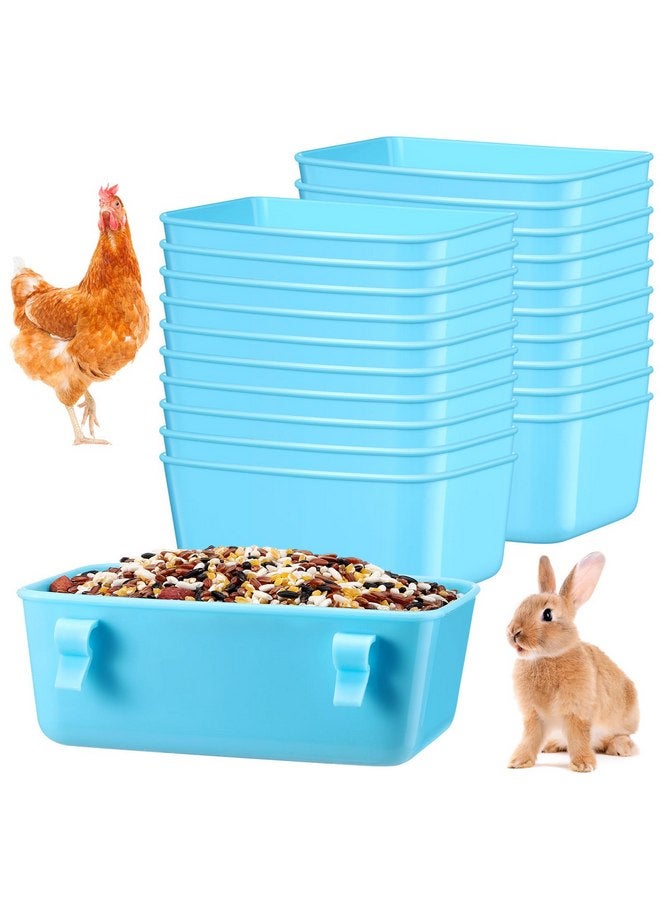 Zhehao 20 Pieces Cage Cups Chicken Feeder Waterer Cups 16 oz Hanging Bird Cage Feeder Plastic Bunny Feeder Water Bowl for PET Parrot Pigeon Rooster Gamefowl Poultry Wire Cage(Blue) - Image 1