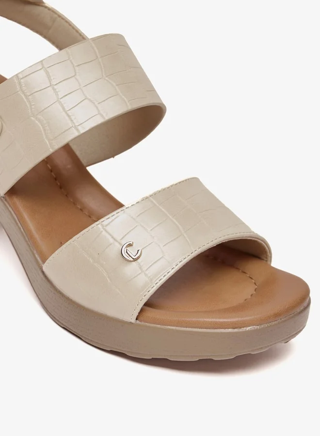 Le Confort Women Textured Block Heel Sandals with Buckle Closure