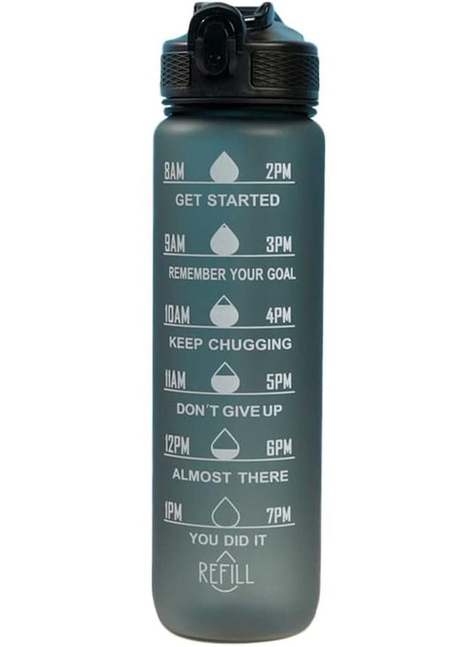 AROAQ 1000ml Leakproof Travel Bottles with Gradient Straw with Time Marker and Rope Gift for Running Cycling - Image 1