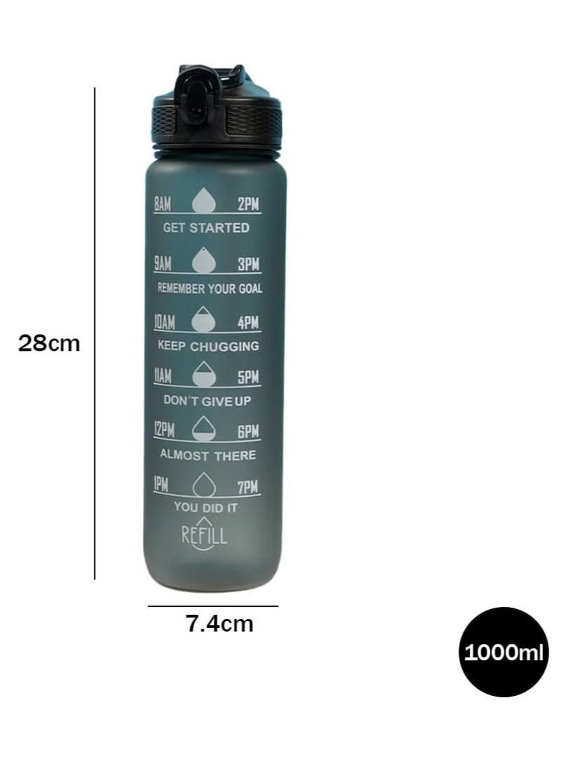 AROAQ 1000ml Leakproof Travel Bottles with Gradient Straw with Time Marker and Rope Gift for Running Cycling - Image 3