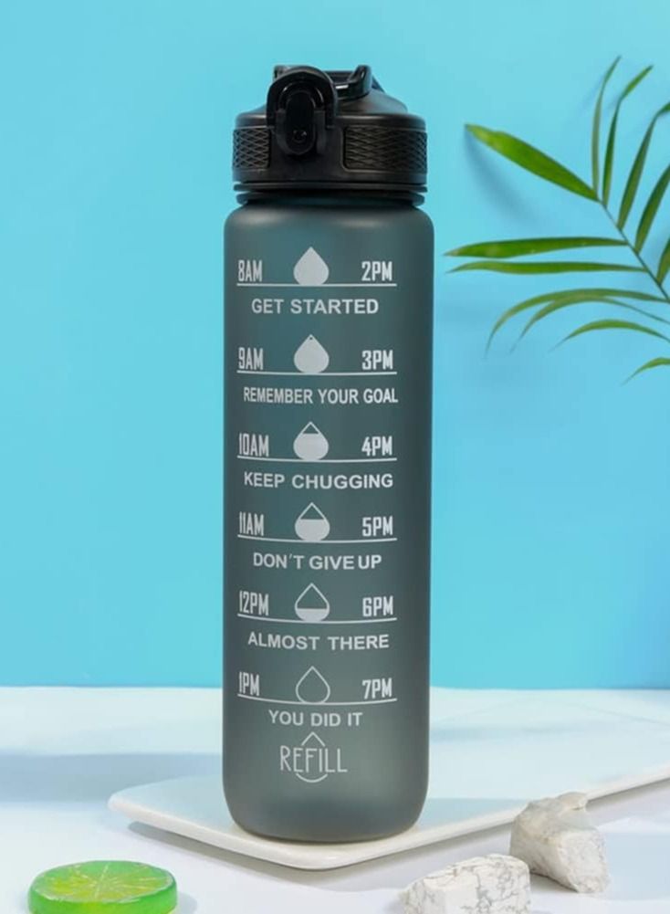 AROAQ 1000ml Leakproof Travel Bottles with Gradient Straw with Time Marker and Rope Gift for Running Cycling - Image 4