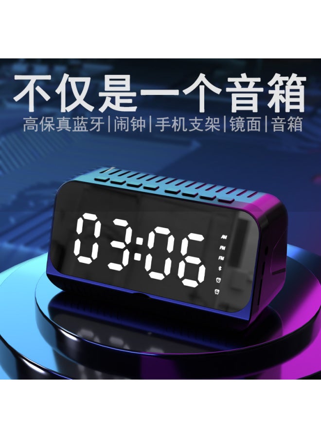 Neutral Multi-functional Wireless Bluetooth Clock Speaker Smart Mirror Alarm Clock Home Collection Broadcast Portable Small Stereo - Image 3
