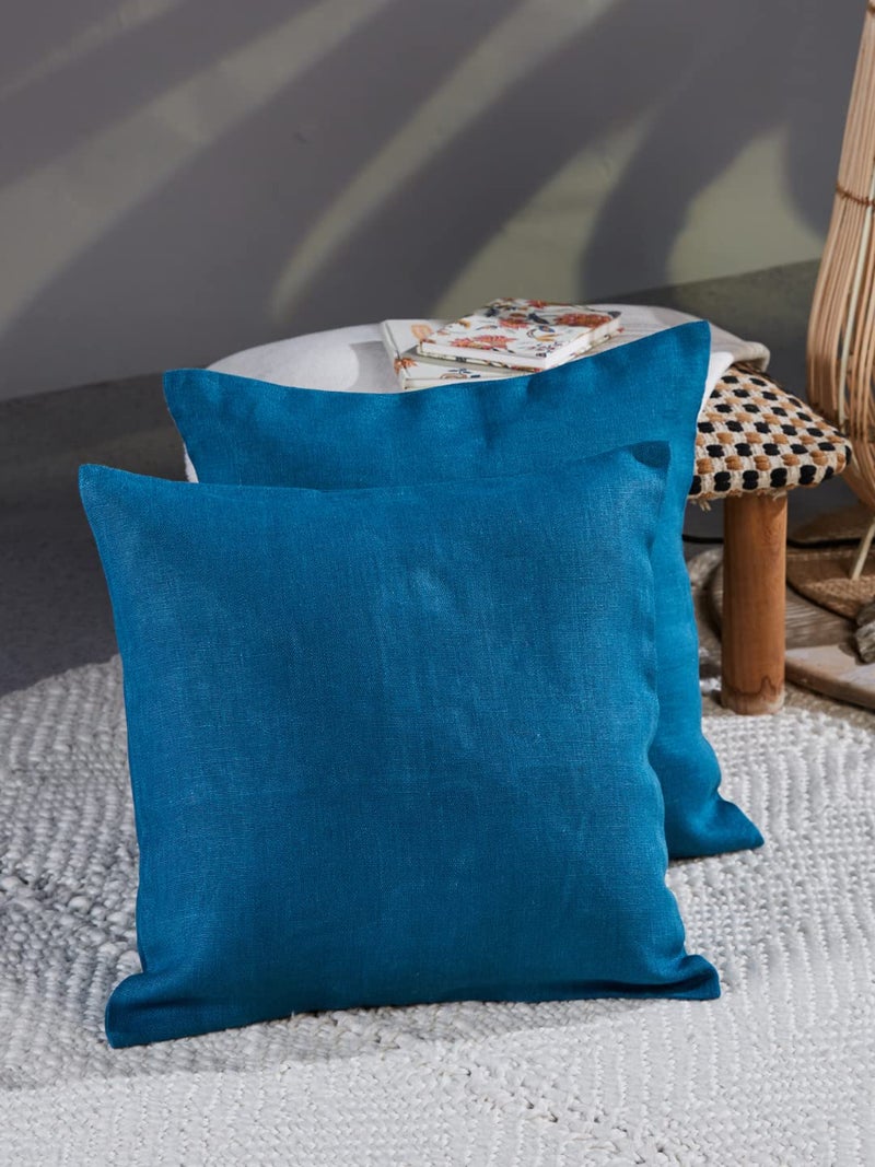 Fabindia Indigo Arya Linen Cushion Cover -16"X16" - Image 5
