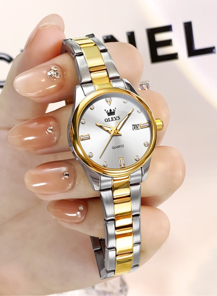 OLEVS Minimalist Niche Waterproof Women's Watch, Quartz Movement with Stainless Steel Strap, Luminous, Calendar Function, High-End Women's Watch - Image 1