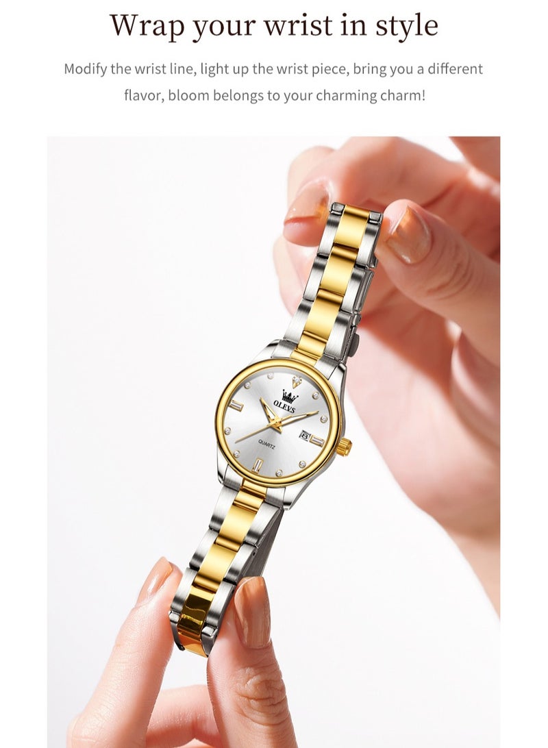 OLEVS Minimalist Niche Waterproof Women's Watch, Quartz Movement with Stainless Steel Strap, Luminous, Calendar Function, High-End Women's Watch - Image 2