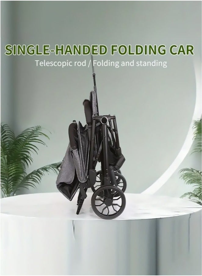 عربست عربة أطفال - كرسي سفر قابل للطي بضغطة زر واحدة، عجلات عالمية دوارة 360 درجة، ظهر متكئ متعدد الأوضاع، مظلة كبيرة مع نافذة سقفية، مسند قدم قابل للتعديل، إطار من سبائك الألومنيوم، طي مدمج، مثالي للأطفال حديثي الولادة وحتى الأطفال الصغار (0-3 سنوات) - Image 5