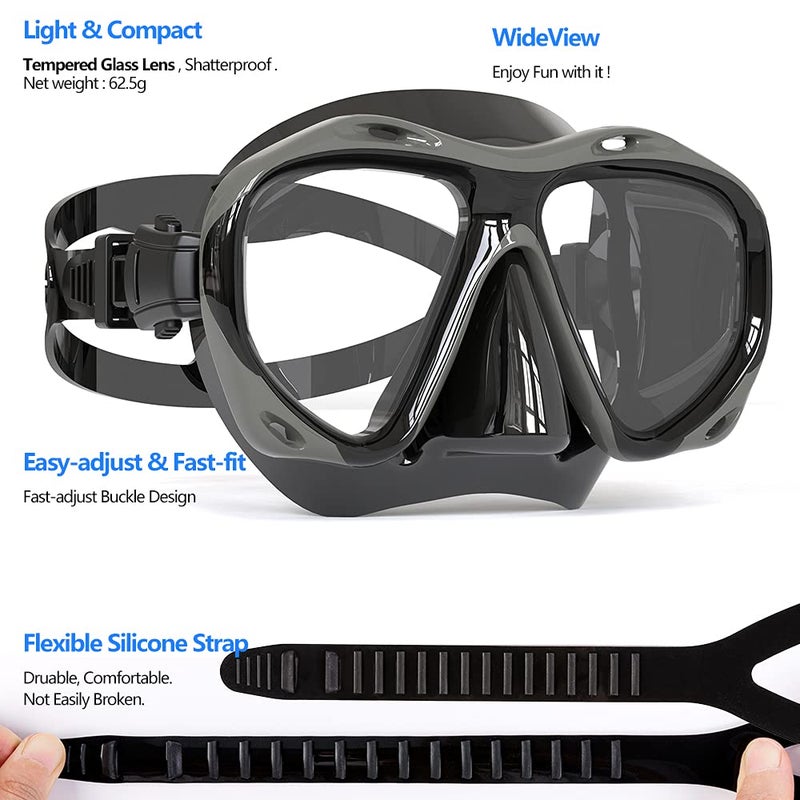 COPOZZ Snorkel Mask Adult â€“ Anti-Fog Scuba Mask with Nose Cover, Tempered Glass Snorkeling Gear for Adults - Image 3
