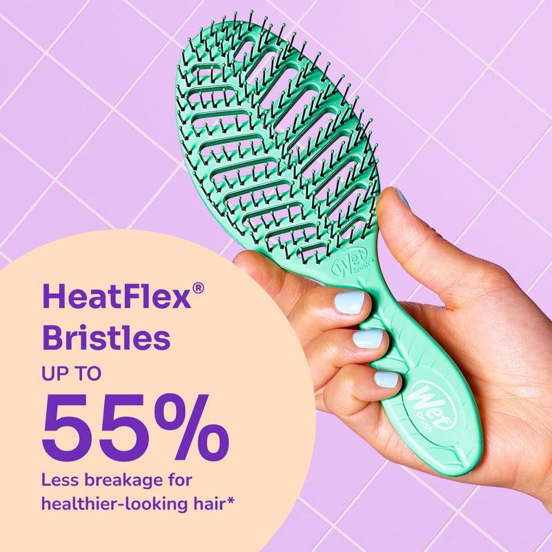 Wet Brush Go Green Speed Dry Hair Brush, Green - Vented Design & Ultra Soft HeatFlex Bristles - Ergonomic Handle Manages Tangle & Uncontrollable Hair - Pain-Free Hair Accessories - Image 3