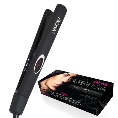 IKonic 100% Tourmaline Ceramic Hair Straightener & Curler– Anti-Static Infrared Ionic 2-in-1 Dual Voltage Flat Iron –1” Floating Plates, Adjustable Temp 140–450°F, Frizz-Free & Fast Heat Hair Iron - Image 1