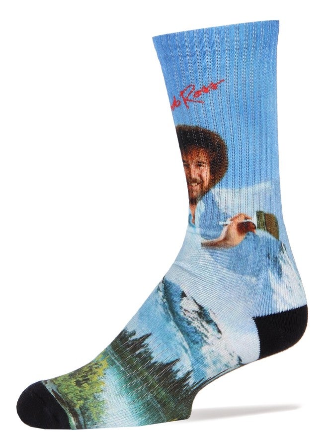 ooohyeah Men's Funny Novelty Athletic Cotton Crew Socks, 360 Printed Socks, Bob Ross Basics, Shoe Size 8-13 - Image 2