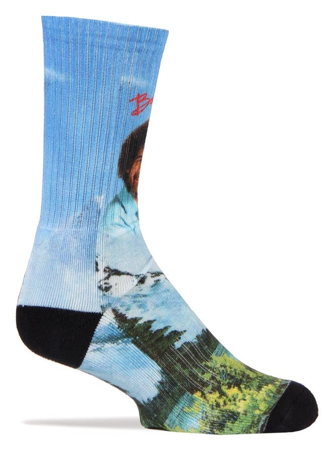 ooohyeah Men's Funny Novelty Athletic Cotton Crew Socks, 360 Printed Socks, Bob Ross Basics, Shoe Size 8-13 - Image 3