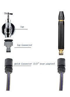 ELTRAZONE Water Spray Gun Car Wash Nozzle High Pressure Nozzle Spray Water Gun Water Jet Hose Nozzles Pipe For Gardening, Bike Car Wash Garden Watering Tool Black High Pressure Nozzle with 3 Attachment  - Image 3